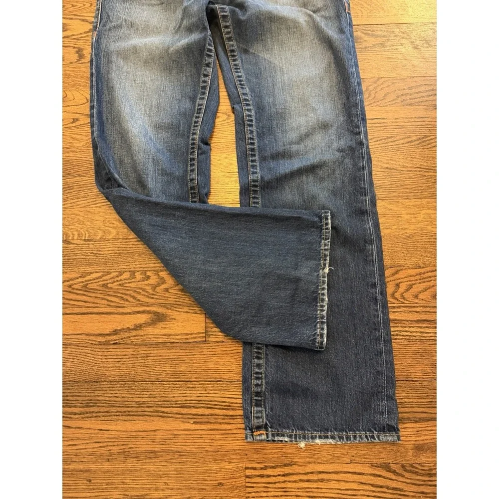 True Religion Jeans Mens Blue Dark Wash Rainbow Billy Straight Whisker Size 34